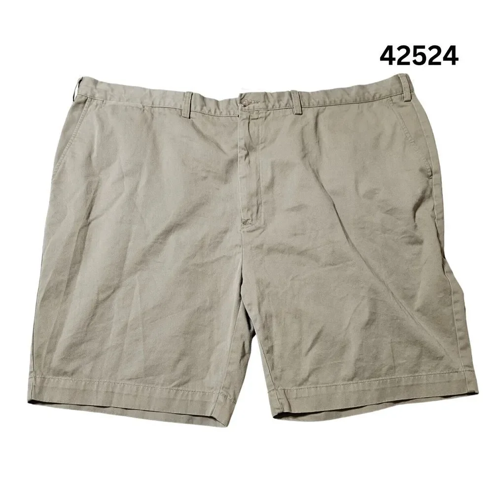Polo‎ Ralph Lauren Mens Big 50 Khaki Tan Chino Shorts Cotton Twill Flat Front